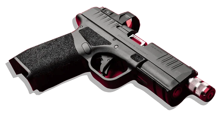 Firearms Industry Web Development & Design Black handgun with textured grip from an online gun store
