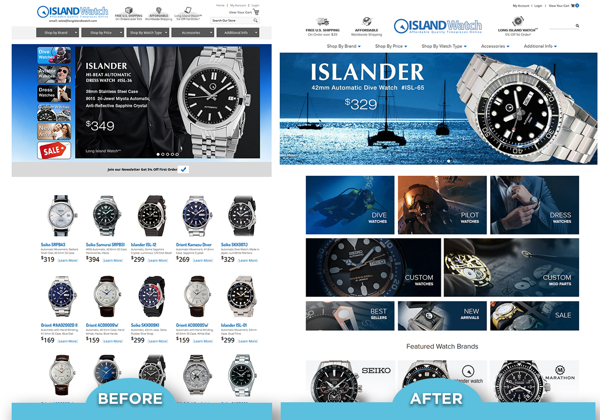 longislandwatch.com - BigCommerce Responsive Re-Design and Data Migration