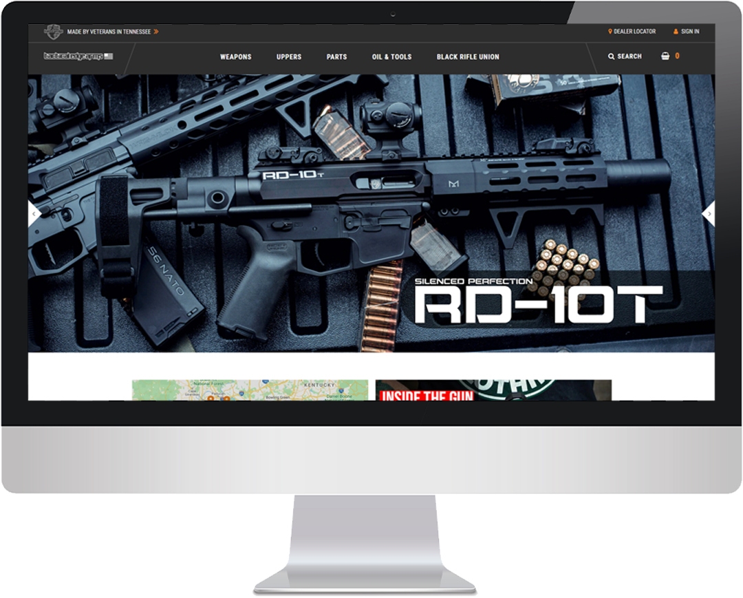 Monitor displaying Tactical-Edgearms.com