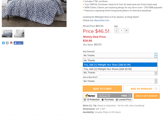 dynamically updated price