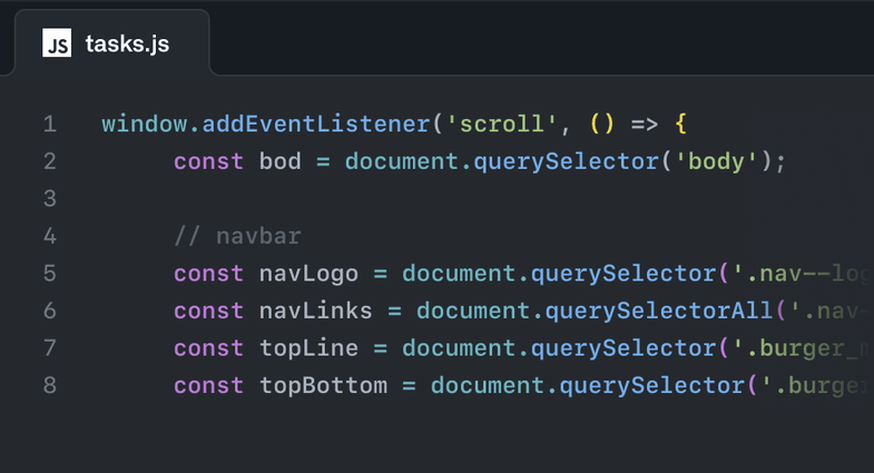 Coding Project Screenshot of Web Development within Visual Studio Code editor