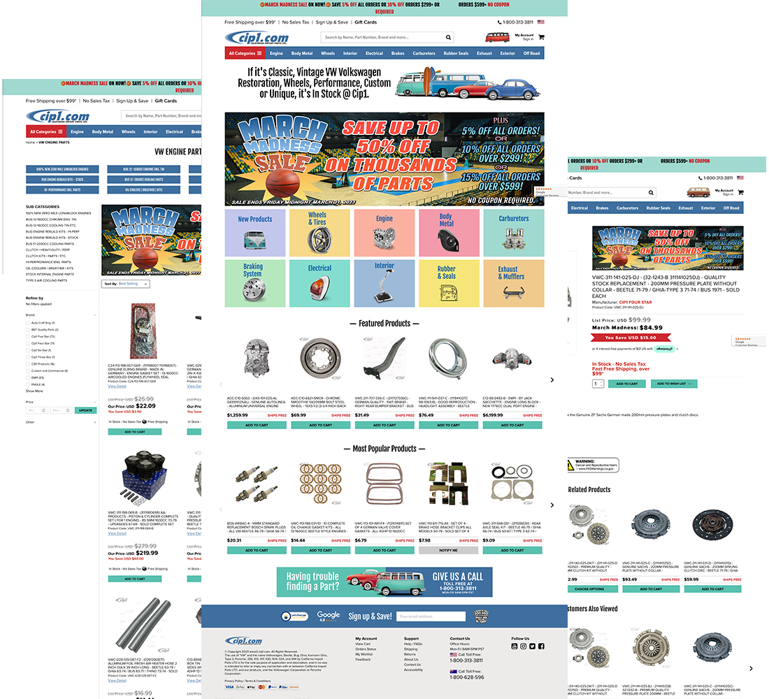 Cip1 Home, Category and Product page templates