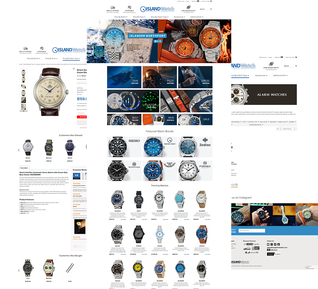 LongIslandWatch Home, Category and Product page templates.
