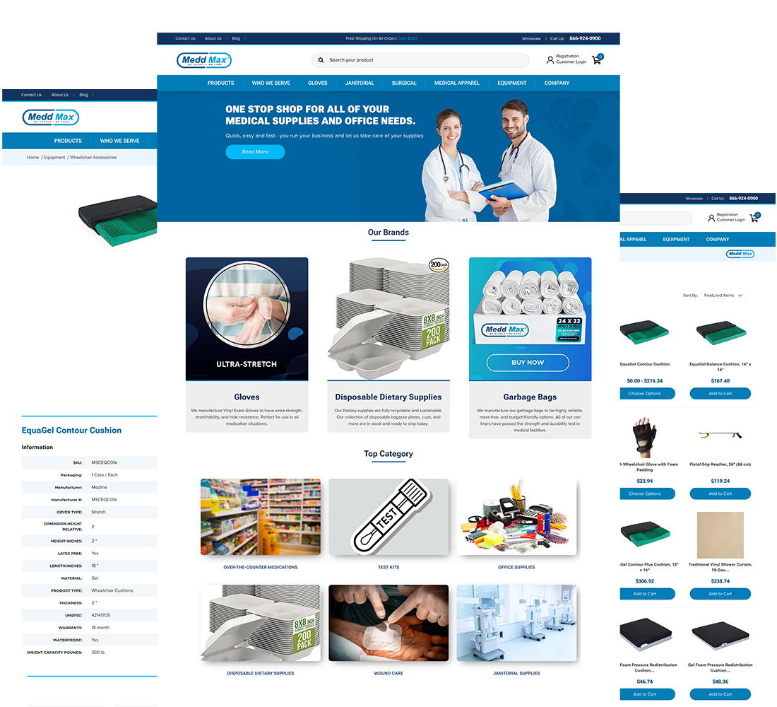 Medd Max Home, Category, and Product page templates