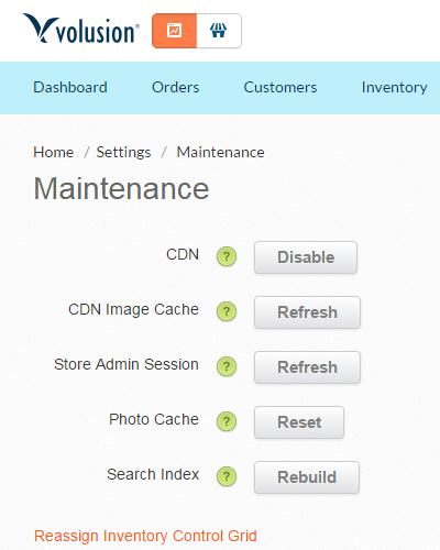 Volusion Maintenance Feature