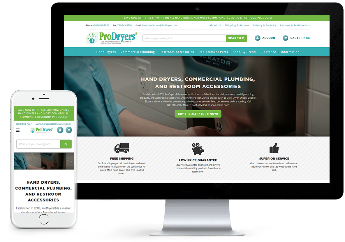 Prodryers.com - BigCommerce Design and Development and data migration