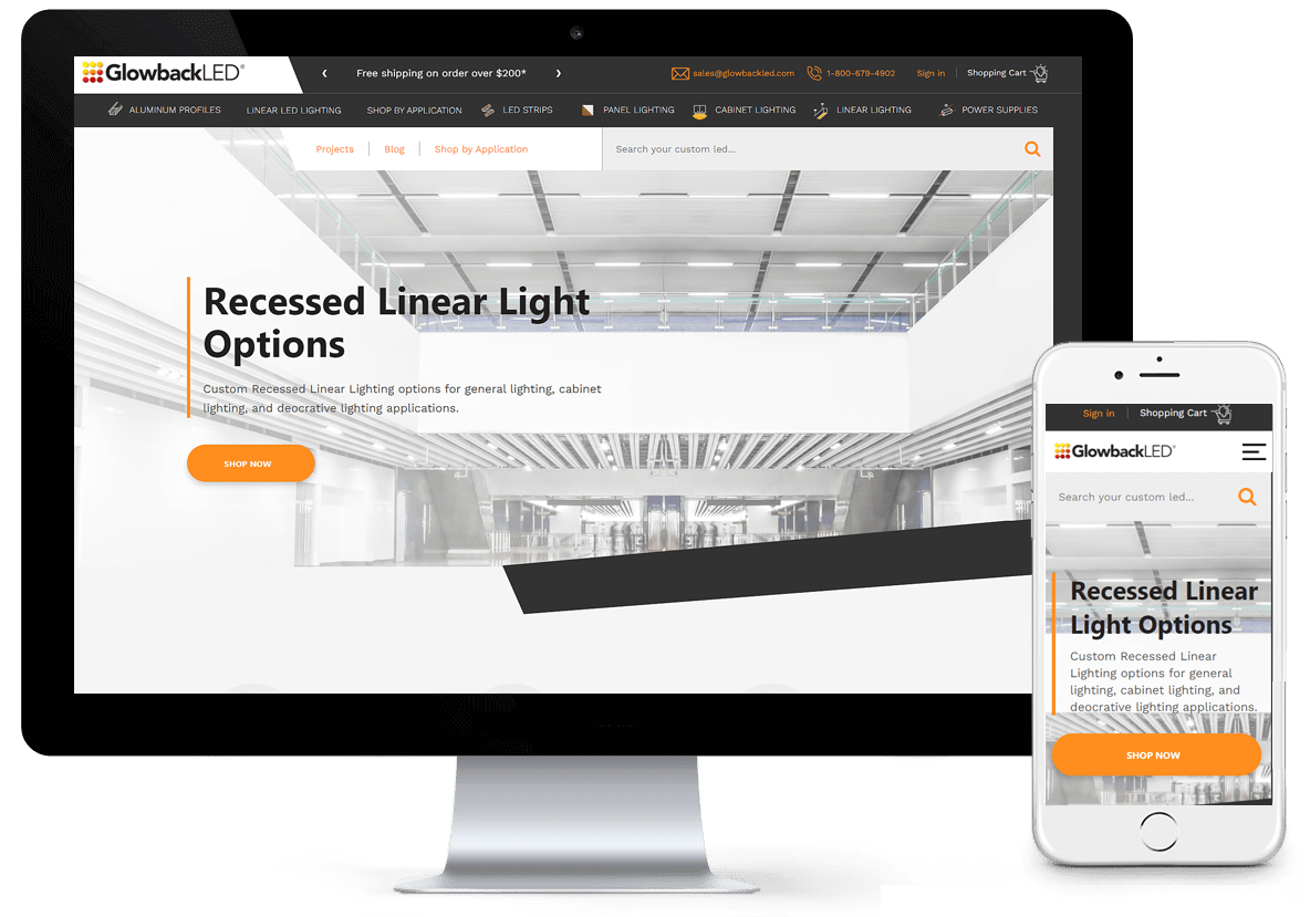 glowbackledstore.com website redesign and migration to BigCommerce
