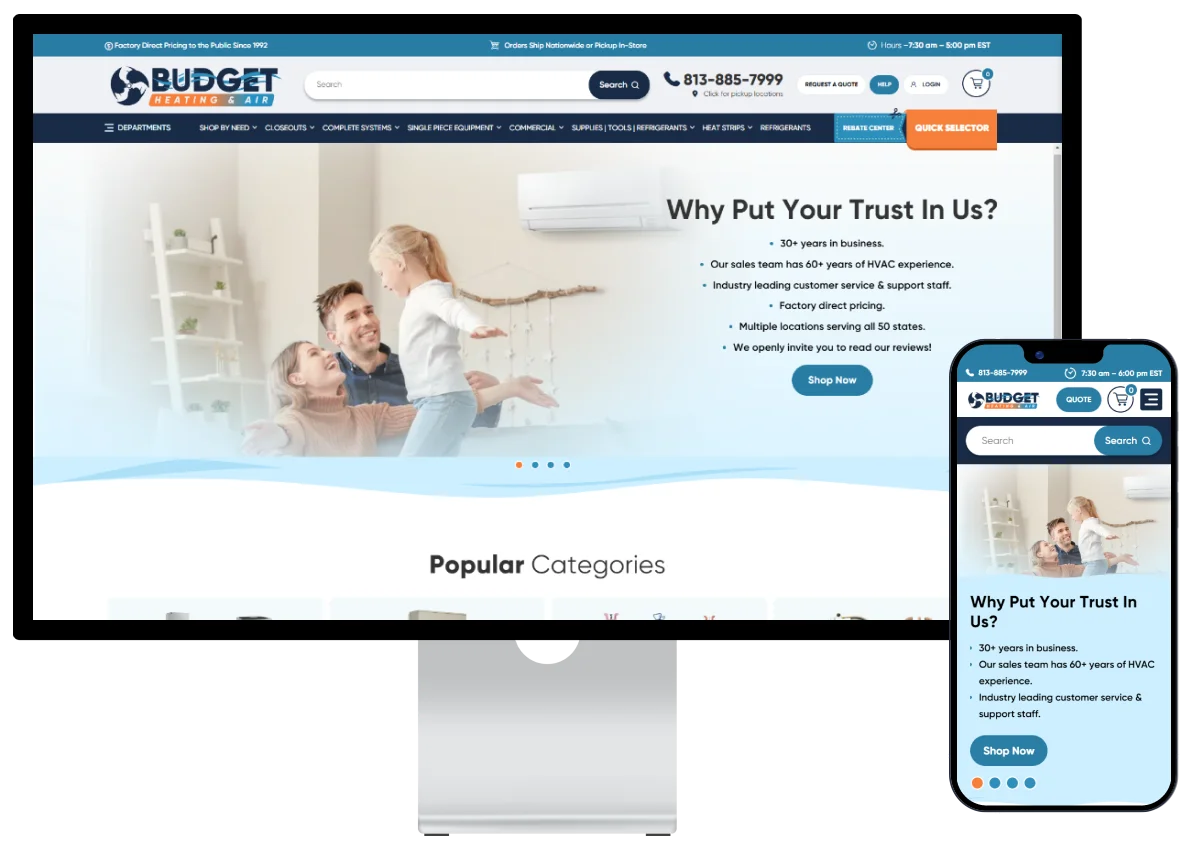 Budget Heating and Air Conditioning BigCommerce Migration